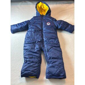 Baby Blue Puffer Snowsuit With Hood & Bear Patch 12-18 months